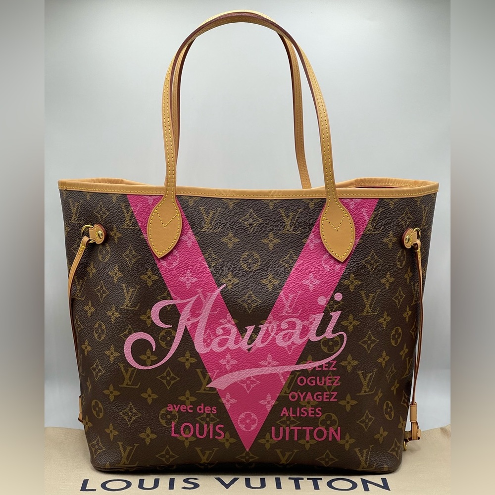Louis Vuitton Hawaii Resorts V Neverfull Mm Shoulder Tote Bag Limited Edition LV